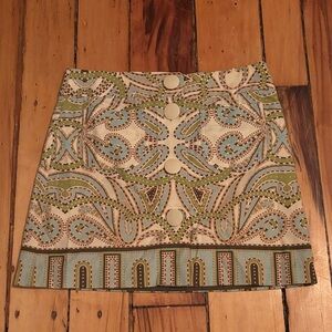 J. Crew Printed Mini Skirt in Light Blue, Green, Cream
